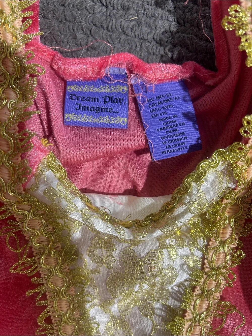 Girls Pink and Gold Princess Dress Costume